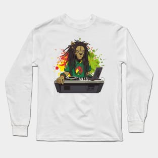 Rastafarian Lion DJ Jah Sound Crew Long Sleeve T-Shirt